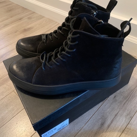 Karl Lagerfeld Shoes Black Nubuck High Tops Sneakers - Picture 3 of 10
